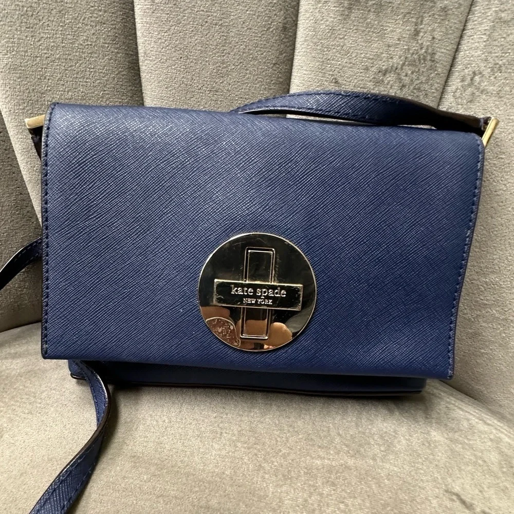 Kate Spade New York Navy Saffiano Leather Crossbody Bag